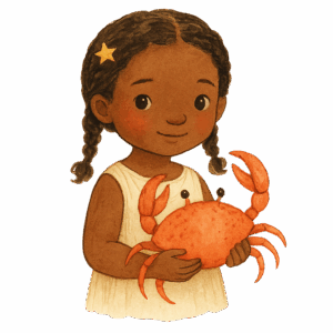 Kind mit Krebs in der Hand