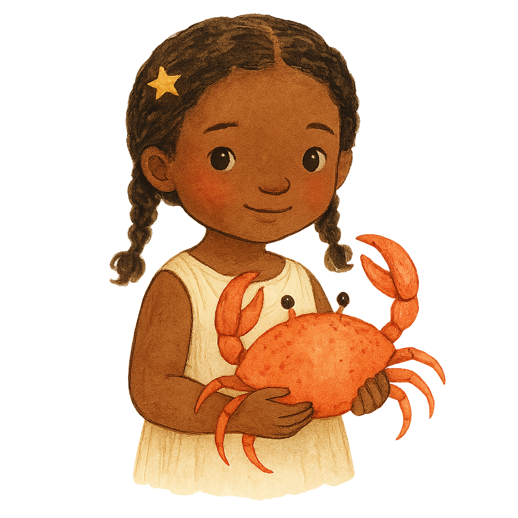 Kind mit Krebs in der Hand